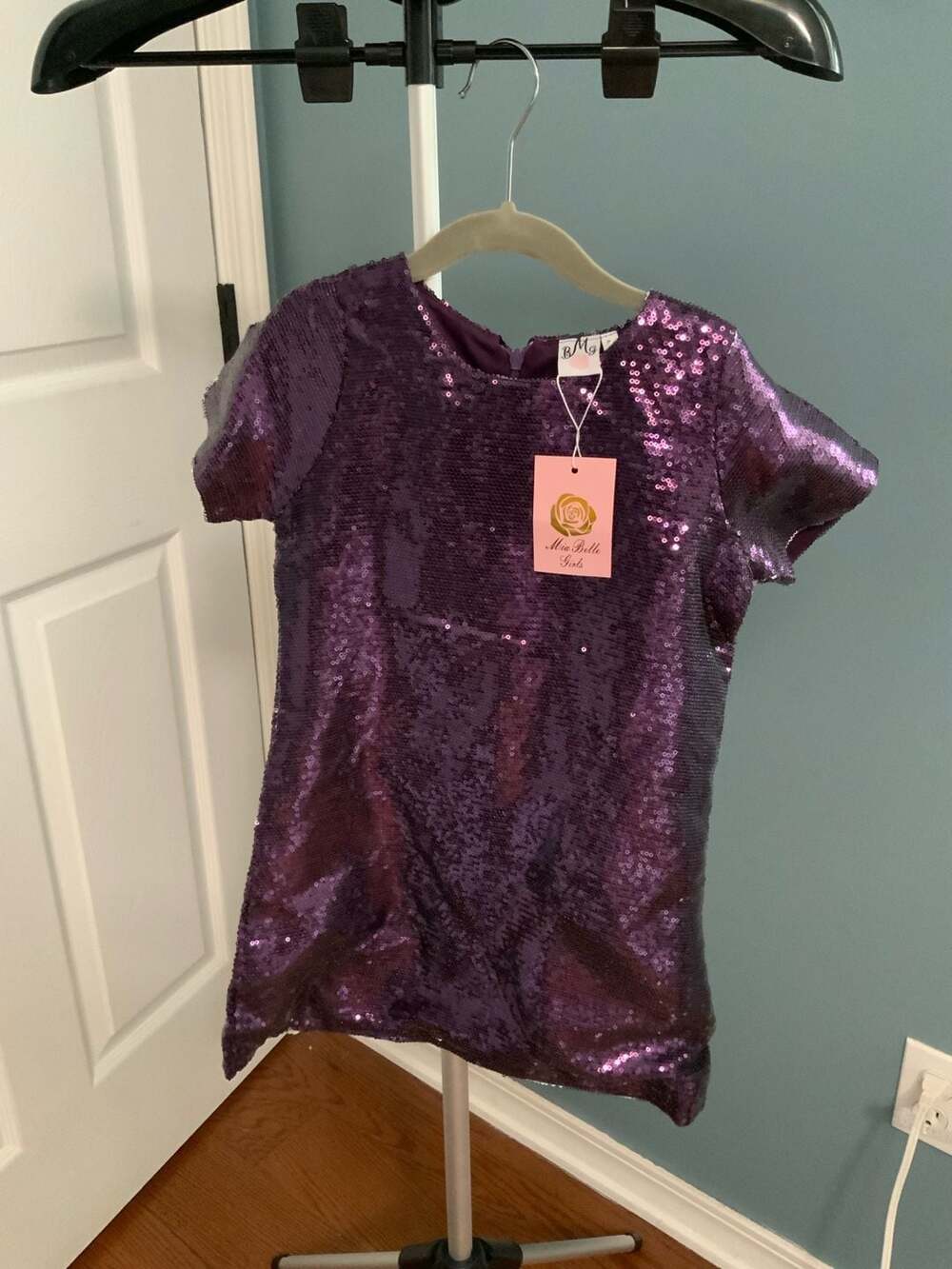 Mia Belle Girls Sequin Dress Size 6 Purple Polyester